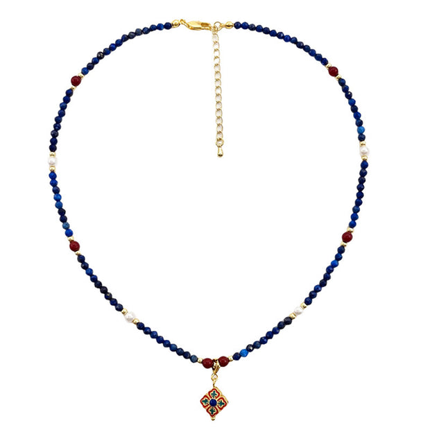 Buddha Stones Lazurite Pearl Positive Necklace Pendant - image 8