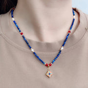 Buddha Stones Lazurite Pearl Positive Necklace Pendant - image 5