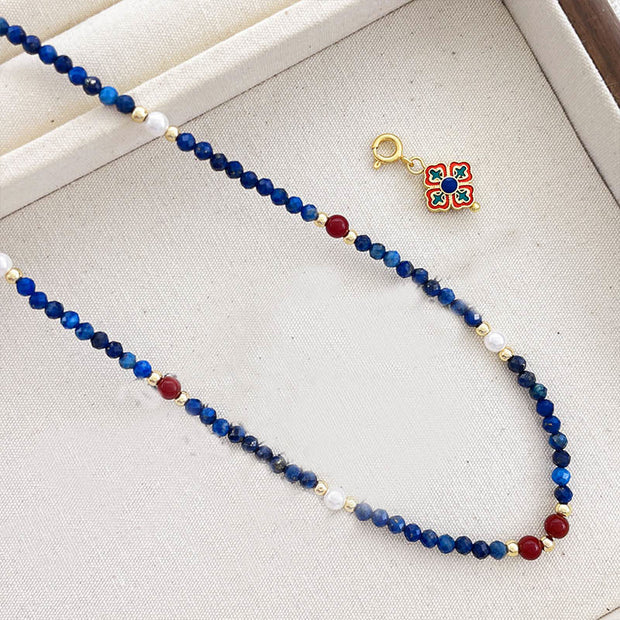 Buddha Stones Lazurite Pearl Positive Necklace Pendant - image 9