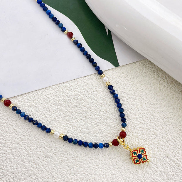 Buddha Stones Lazurite Pearl Positive Necklace Pendant - image 2