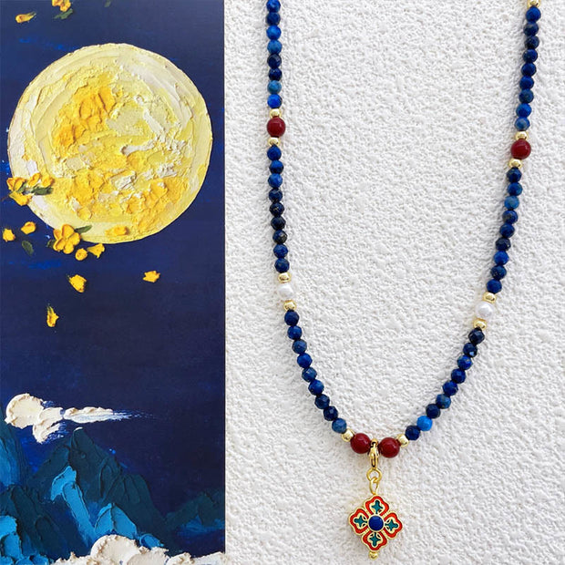 Buddha Stones Lazurite Pearl Positive Necklace Pendant - Lazurite(♥ Positive ♥ Self Care ♥) - image 1