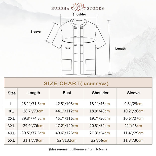 Buddha Stones Vintage Plain Tang Suit Chinese Frog-Button Cotton Linen Men's Shirt Jacket With Pockets
