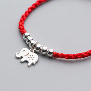 Buddha Stones 925 Sterling Silver Beads Snowflake Elephant Red String Luck Bracelet - image 4
