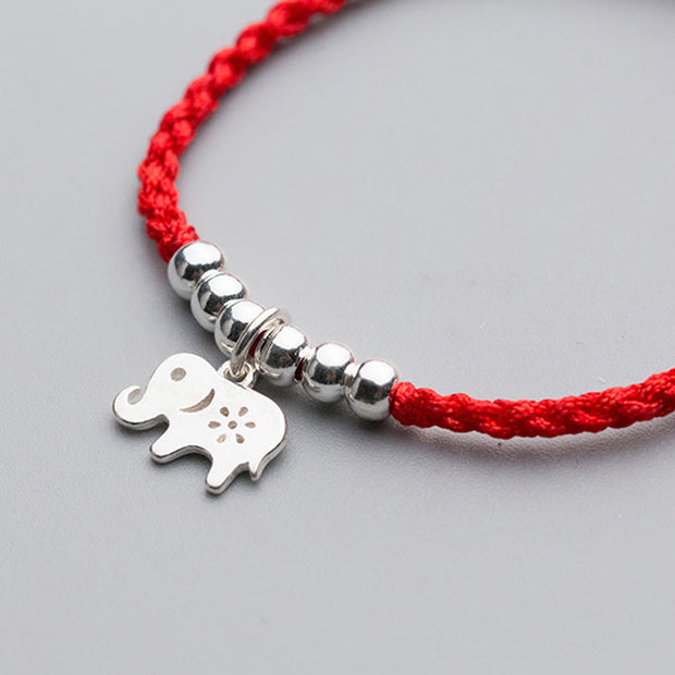Buddha Stones 925 Sterling Silver Beads Snowflake Elephant Red String Luck Bracelet - image 4