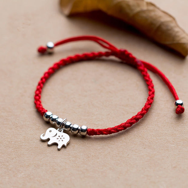 Buddha Stones 925 Sterling Silver Beads Snowflake Elephant Red String Luck Bracelet - 925 Sterling Silver(Wrist Circumference: 16-21cm) - image 1