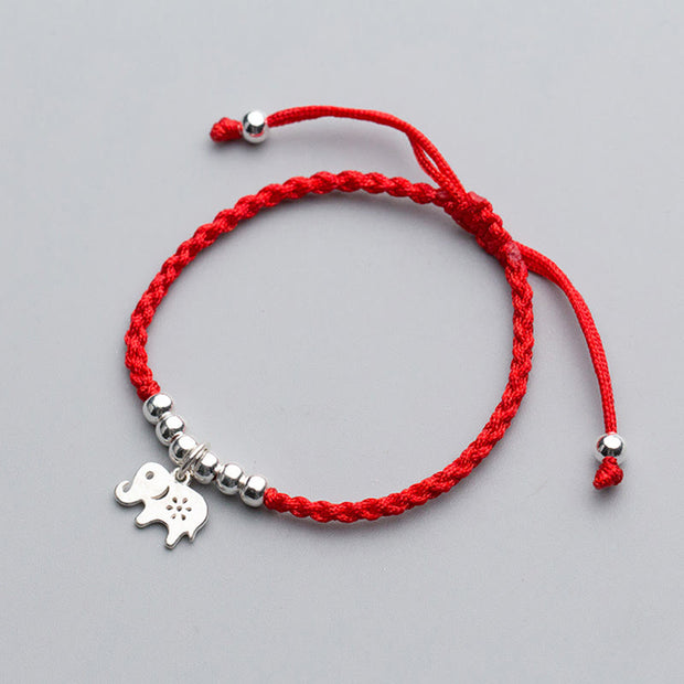 Buddha Stones 925 Sterling Silver Beads Snowflake Elephant Red String Luck Bracelet - image 2