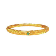 Buddha Stones Hollow Universe Circle Design Copper Plated Gold Wealth Bracelet Bangle