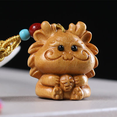 FREE Today: Healing and Calm Sandalwood 12 Chinese Zodiac Colorful Tassel Accessories Keychain - Dragon - image 1