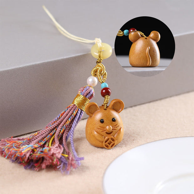 FREE Today: Healing and Calm Sandalwood 12 Chinese Zodiac Colorful Tassel Accessories Keychain - Rat - image 7