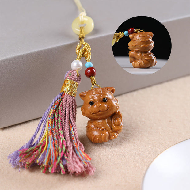 FREE Today: Healing and Calm Sandalwood 12 Chinese Zodiac Colorful Tassel Accessories Keychain - Tiger - image 17