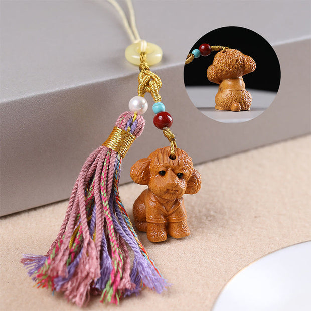 FREE Today: Healing and Calm Sandalwood 12 Chinese Zodiac Colorful Tassel Accessories Keychain - Dog - image 31