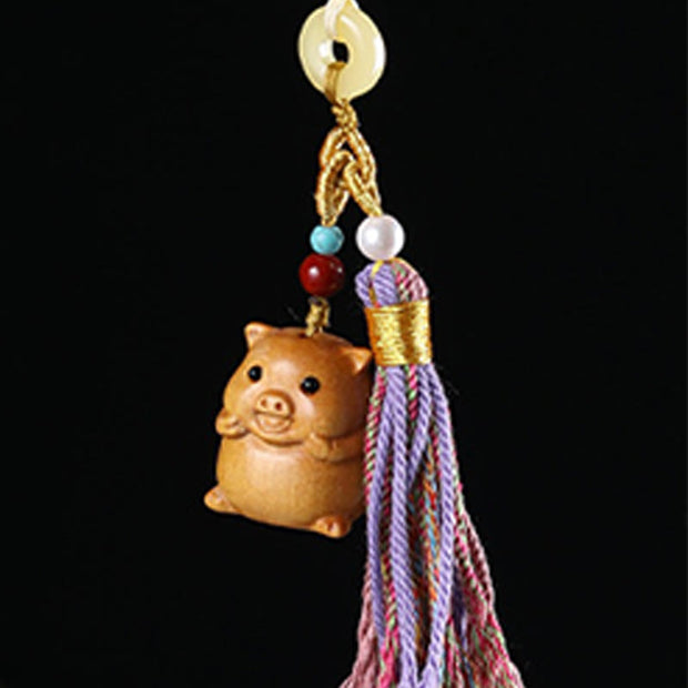 FREE Today: Healing and Calm Sandalwood 12 Chinese Zodiac Colorful Tassel Accessories Keychain - image 34
