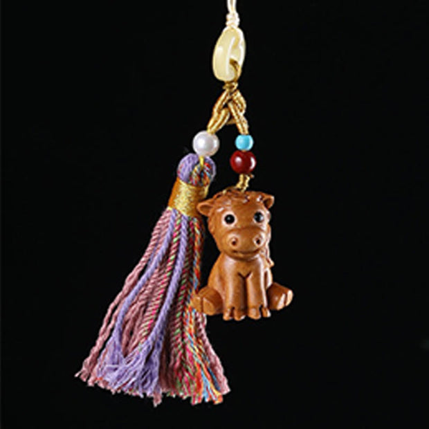 FREE Today: Healing and Calm Sandalwood 12 Chinese Zodiac Colorful Tassel Accessories Keychain - image 24
