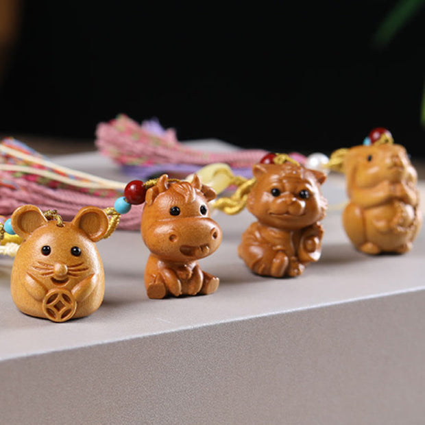 FREE Today: Healing and Calm Sandalwood 12 Chinese Zodiac Colorful Tassel Accessories Keychain - image 35