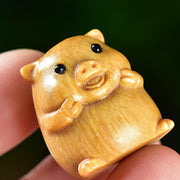 Buddha Stones Green Sandalwood Small Leaf Red Sandalwood Cute Pig Animals Positive Decoration - image 8