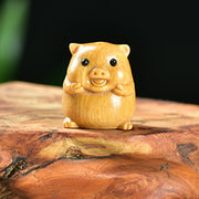 Buddha Stones Green Sandalwood Small Leaf Red Sandalwood Cute Pig Animals Positive Decoration - image 9