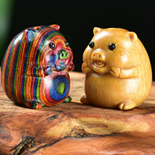 Buddha Stones Green Sandalwood Small Leaf Red Sandalwood Cute Pig Animals Positive Decoration - image 16