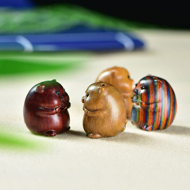 Buddha Stones Green Sandalwood Small Leaf Red Sandalwood Cute Pig Animals Positive Decoration - image 21