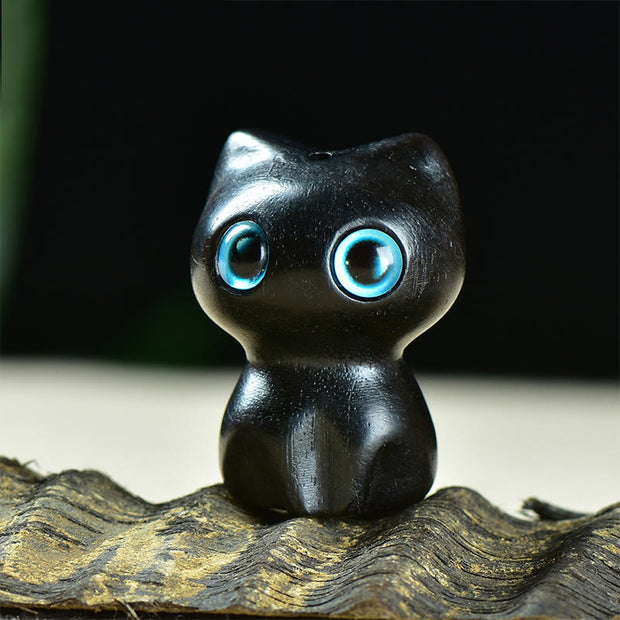 FREE Today: Positive and Calm Ebony Wood Small Leaf Red Sandalwood Cute Cat Animals Decoration - Ebony Wood(33*24*21mm) - image 0