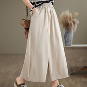 Buddha Stones Casual Plain Cotton Women's 7-8 Length Wide Leg Pants With Pockets - image 7