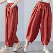 Buddha Stones Summer Plain Cropped Pants Women's Cotton Linen Harem Pants With Pockets - image 45