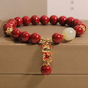 FREE Today: Blessing and Calm Natural Lucky Cat Pendant Cinnabar Bracelet - Cinnabar(Wrist Circumference: 16-18cm) - image 1