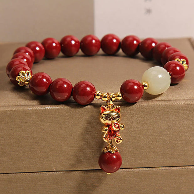 FREE Today: Blessing and Calm Natural Lucky Cat Pendant Cinnabar Bracelet - image 3