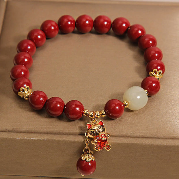 FREE Today: Blessing and Calm Natural Lucky Cat Pendant Cinnabar Bracelet - image 4