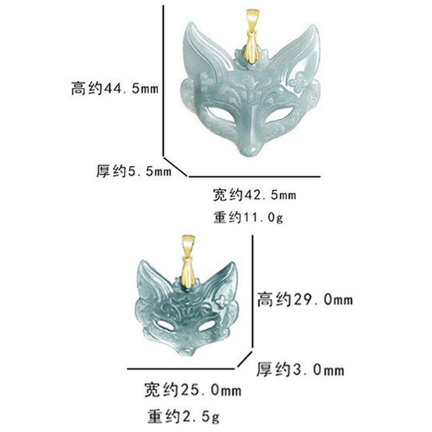 Buddha Stones Fox Mask Jade Titanium Steel Necklace Luck Pendant - image 11
