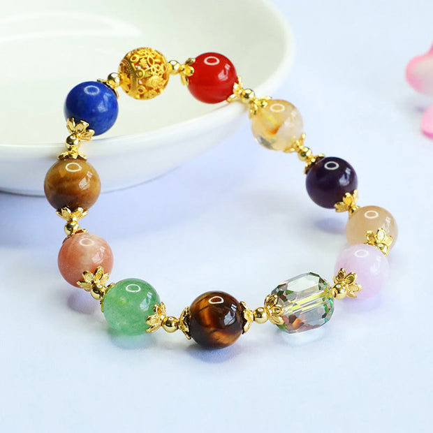 Buddha Stones Natural Dunhuang Colorful Beads Amethyst Lazurite Balance Bracelet - image 5
