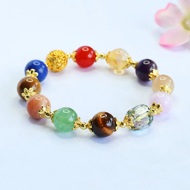Buddha Stones Natural Dunhuang Colorful Beads Amethyst Lazurite Balance Bracelet - image 2