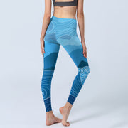 Buddha Stones Blue Waves Mountains Print Gym Leggings Women's Yoga Pants - image 5