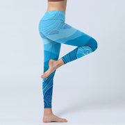 Buddha Stones Blue Waves Mountains Print Gym Leggings Women's Yoga Pants - image 4