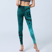 Buddha Stones Green Sunflowers Blossoms Print Gym Leggings Women's Yoga Pants - image 7