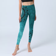 Buddha Stones Green Sunflowers Blossoms Print Gym Leggings Women's Yoga Pants - image 6