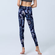Buddha Stones Purple Leaves Print Gym Leggings Women's Yoga Pants - image 7
