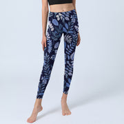 Buddha Stones Purple Leaves Print Gym Leggings Women's Yoga Pants - image 6