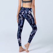 Buddha Stones Purple Leaves Print Gym Leggings Women's Yoga Pants - image 5