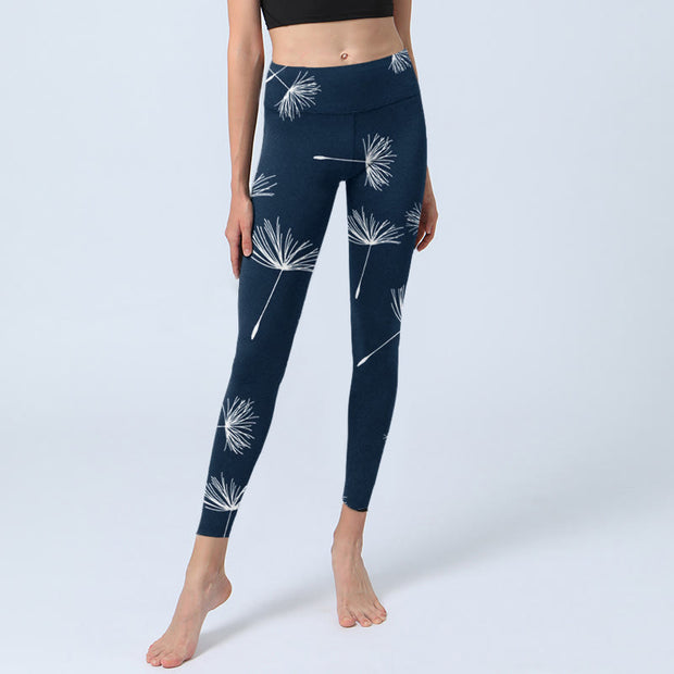 Buddha Stones White Dandelions Print Gym Leggings Women's Yoga Pants - image 6