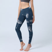 Buddha Stones White Dandelions Print Gym Leggings Women's Yoga Pants - SteelBlue - US18，UK/AU22，EU50 (4XL) - image 1