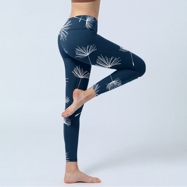 Buddha Stones White Dandelions Print Gym Leggings Women's Yoga Pants - image 4