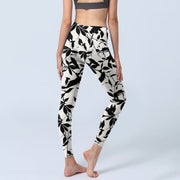 Buddha Stones Black Leaves Print Gym Leggings Women's Yoga Pants - image 5