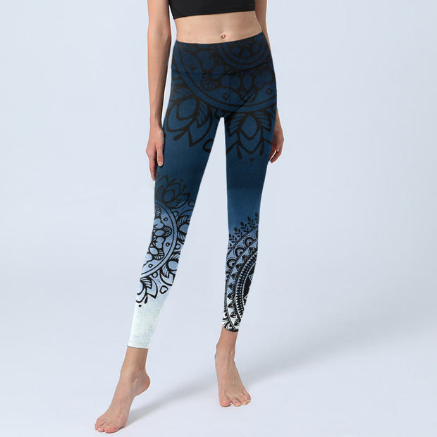 Buddha Stones Circular Mandala Flower Print Gym Leggings Women's Yoga Pants - image 6