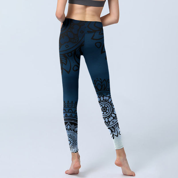 Buddha Stones Circular Mandala Flower Print Gym Leggings Women's Yoga Pants - image 7