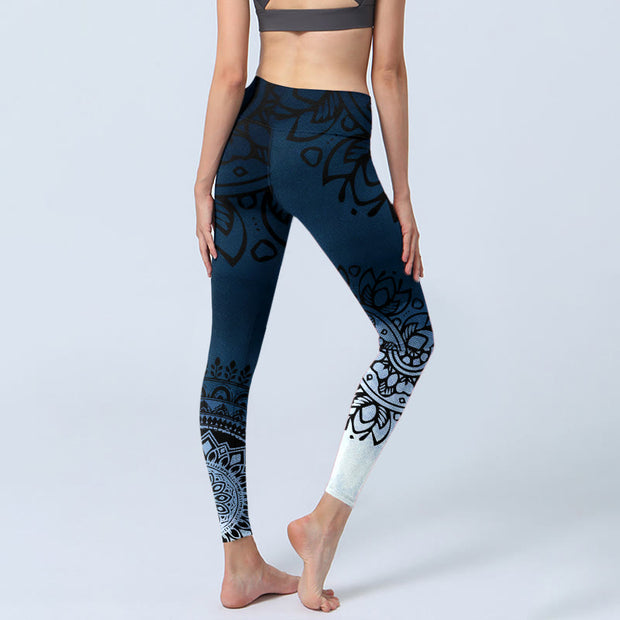 Buddha Stones Circular Mandala Flower Print Gym Leggings Women's Yoga Pants - image 5