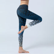 Buddha Stones Circular Mandala Flower Print Gym Leggings Women's Yoga Pants - image 4