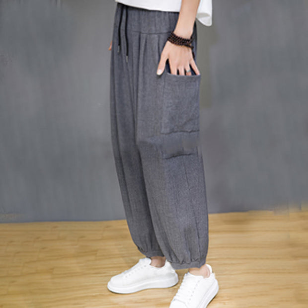 Buddha Stones Casual 7-8 Length Cropped Men's Harem Pants With Side Pockets - image 26