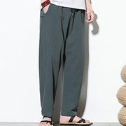 Buddha Stones Summer Side Frog-Button Design Men's Cotton Linen Pants With Pockets - image 3