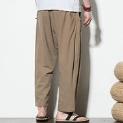 Buddha Stones Summer Side Frog-Button Design Men's Cotton Linen Pants With Pockets - image 12