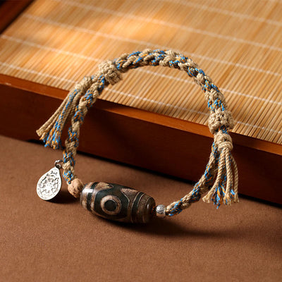 FREE Today: Wealth and Protection Handmade Tibetan Dzi Bead Braided String Bracelet - Dzi Bead(Wrist Circumference 14-16cm) - image 1
